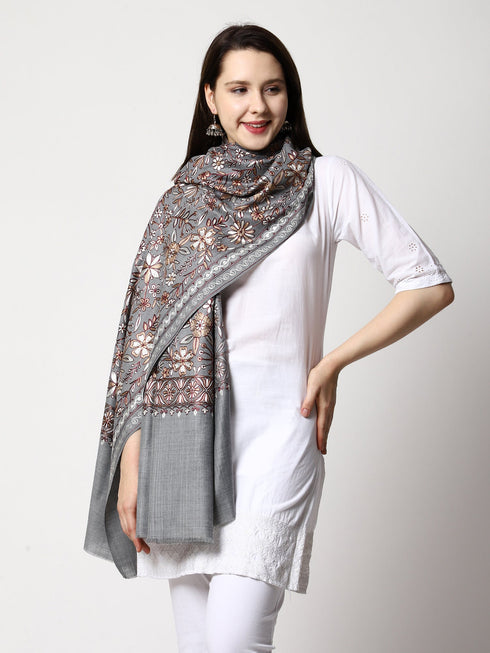 Women's Aari Embroidery Wool Shawl
